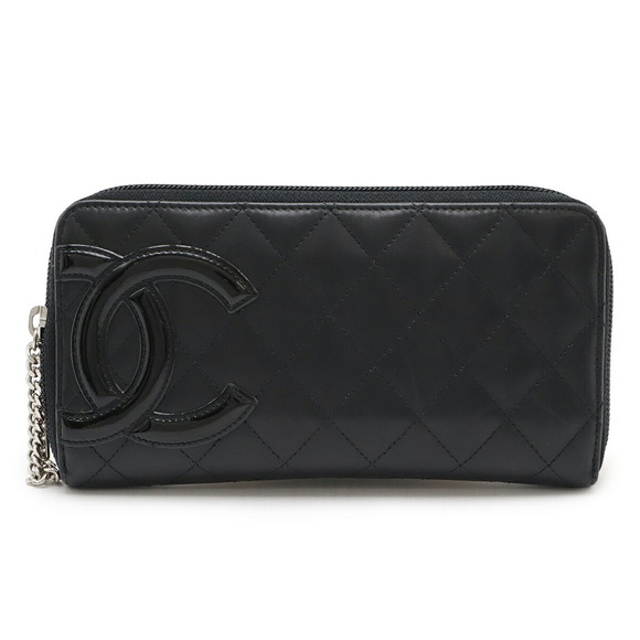 CHANEL Black Leather Logo Wallet